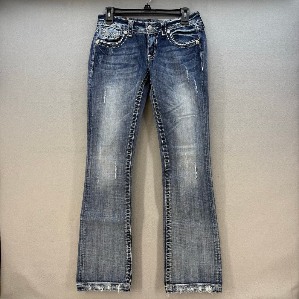 Miss Me Jeans Women's 27x33 (4) Blue Bootcut  Embellished Pockets Western Preppy